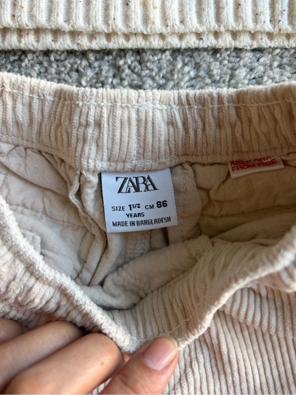 Old Navy Cream Ribbed Sweater & Zara Cream Corduroy Pants Set